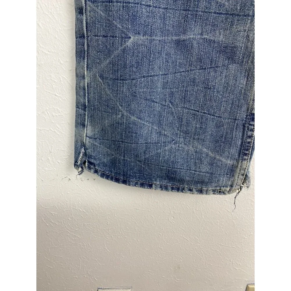 American Eagle Mens Jeans Size 31x30 Button Fly Destressed Holes Cut Hem - Picture 9 of 11